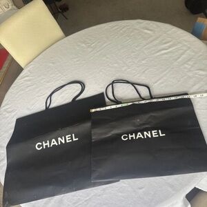 chanel paper shopping bag Bundle Of 2 .  17x13x7 And 17x 20x9 Inch